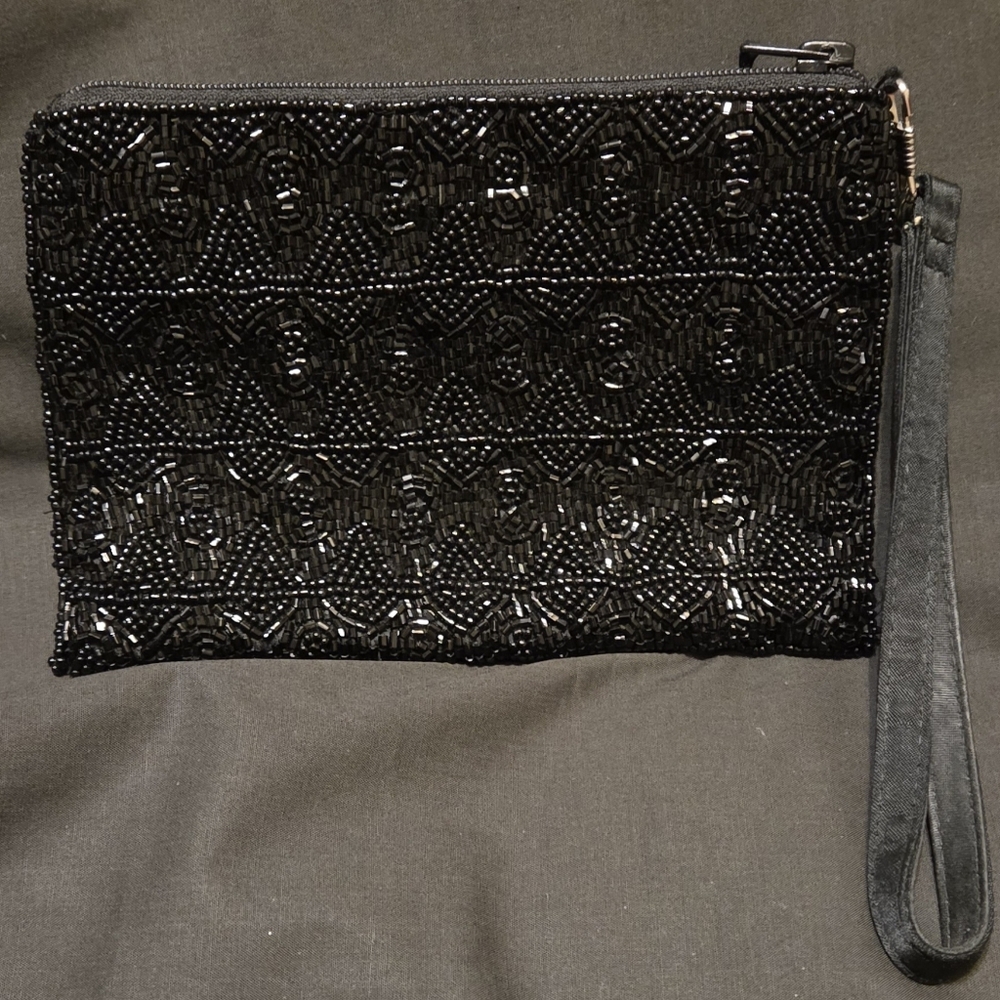 Amanda Smith Black Beaded Wristlet